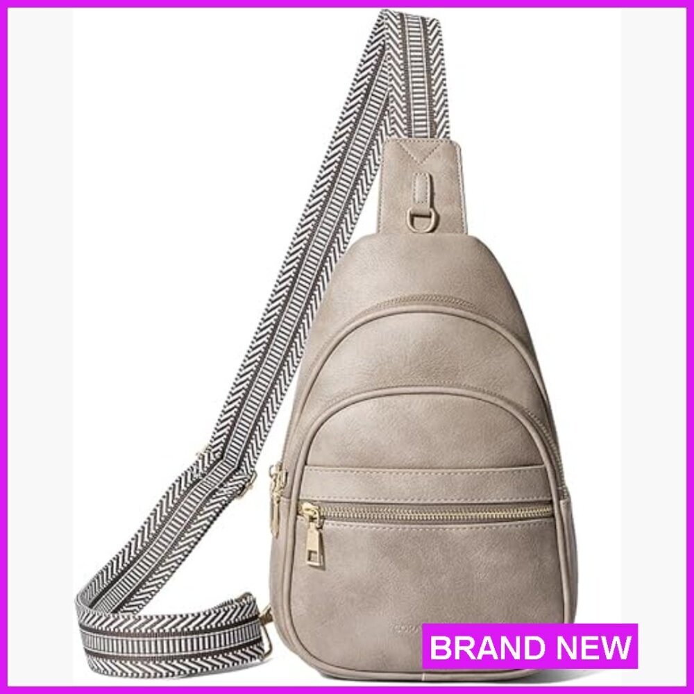 Faux Leather Crossbody Sling Bag Adjustable Strap Waterproof Travel Daypack
